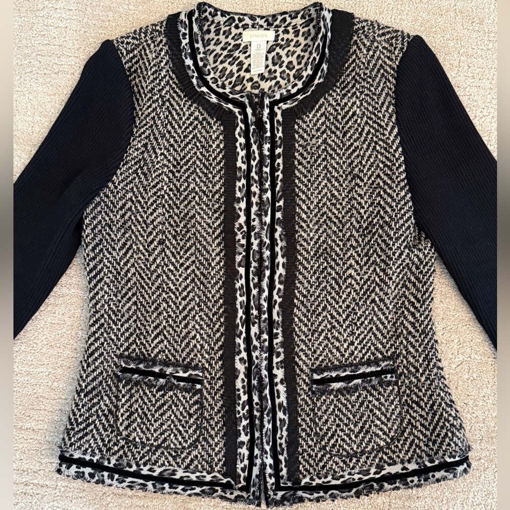 Chico’s Herringbone Sweater Jacket